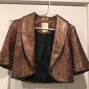 Anthropologie Elevenses bronze metallic blazer M